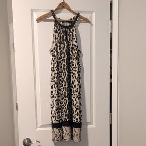 MSK Black and Cream Animal Print Midi Dress
